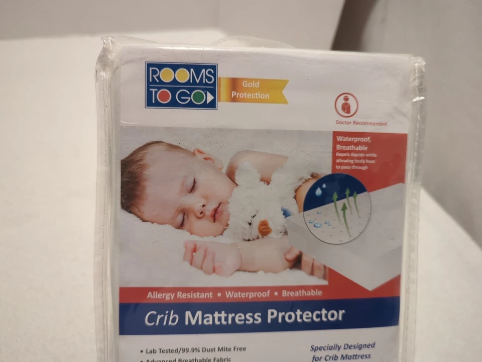 Rooms To Go ~ PROTECTOR COLCHÓN CUNA PROTECCIÓN DORADA ~ Impermeable ~ NUEVO Foto 3 de 4