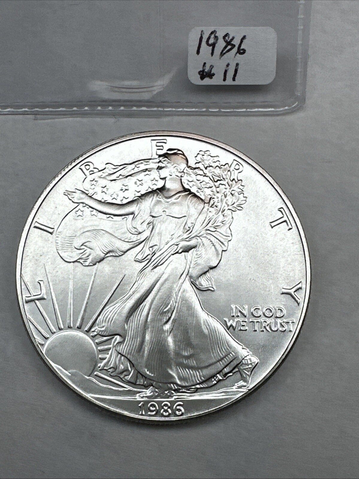 1986 Uncirculated Silver American Eagle 1oz 0.999 Fine Silver 11