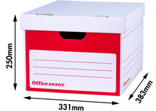 10 x Archive Archiving Filing Storage Box White & Red 250H x 331W x 383D mm