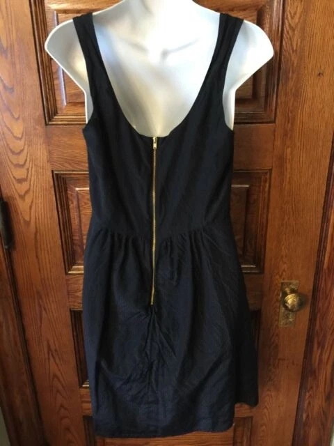 VESTIDO Dobby VINEYARD VINES Negro Algodón y Seda con Cremallera Dorada Trasera, Talla 8 Foto 2 de 4