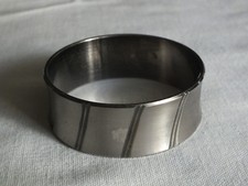 Beautiful Bangle Bracelet Silver Tone Darker Textured Ribs 1" W x 2 5/8' Across