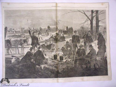 Harper's Weekly 1864 Halt of a Wagon Train Winslow Homer, Gen Grant by Nast