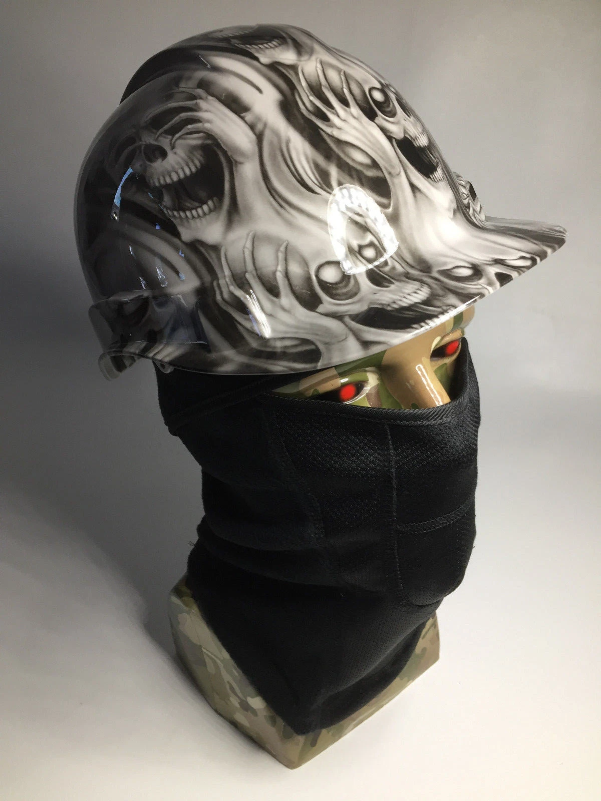 Hard Hat Grey No Evil Skulls and Balaclava Ski Mask