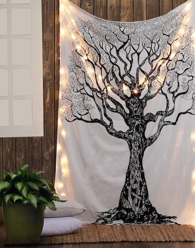 Tenture Murale Coton "Arbre De Vie" - 102x76cm - Style Bohème Hippie - Décoration Murale Colorée