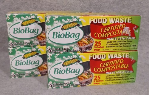 4-PK BioBag Small 3 Gallon Food Scrap Bags, 25 Bags Each Compost