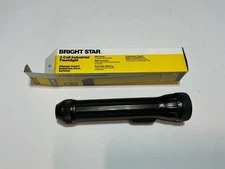 Vtg NOS Bright Star 3 Cell Industrial Flashlight with Box Made USA #2626 blk