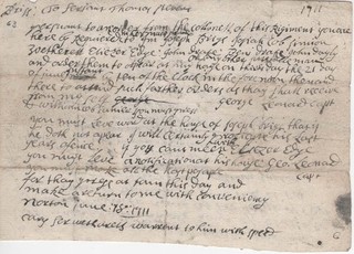 Scarso 1711 WITCHERY Norton Mass. Capt. George Leonard milizia firmata doc.