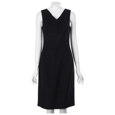 NWT Talbots Dress 6 Black Felted Wool Blend Sheath V-Neck Sleeveless Career