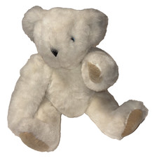 Vermont Teddy Bear Co White 16" Jointed Stuffed Animal Bear Plush US Made Vint.