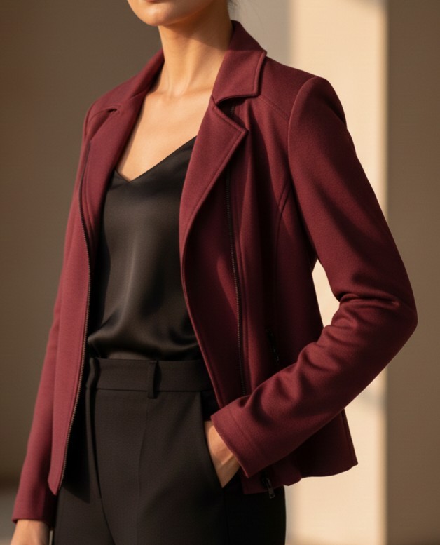 Grace Elements Maroon Zipper Front Side Pocket Bl… - image 3