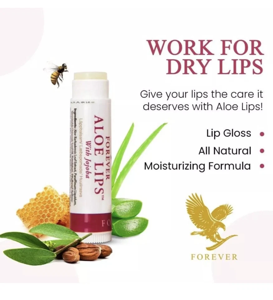 3 X Forever Living Lips Aloe Vera Lip Balm Sticks With Jojoba