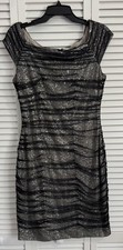 Lauren Ralph Lauren Black Sequin Ruched Evening Cocktail Dress Women's Size 12