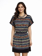 Boohoo Dress 10 Casual Black Blue Grey Fine Knit Floral Stripe Print Day Mini