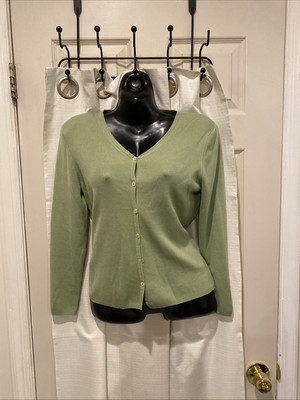 Neiman Marcus SILK Cardigan Knit Sweater Long Sleeve Size Large