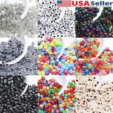 100Pcs 6mm Acrylic Cube Square Letter Loose Beads Jewelry Making Materials DIY