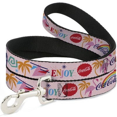Dog Leash Coca-Cola ENJOY Vibrant Icons Collage Pinks/Multi Color WIDE 1.5''