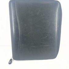 Franklin Covey Full Grain Leather 7 Ringed Binder Black Full Sized Daily/Monthly