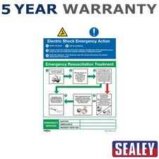 Image of Sealey Worksafe� Electric Shock Emergency Action Safety Sign Rigid Plastic