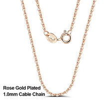 925 Sterling Silver Gold Cable Chain Necklace Thin Women Free Shipping UK