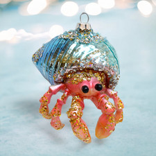 Hermit Crab Ornaments Set of 2 Coastal Christmas Decor SHIPS WITHIN 10 DAYS 