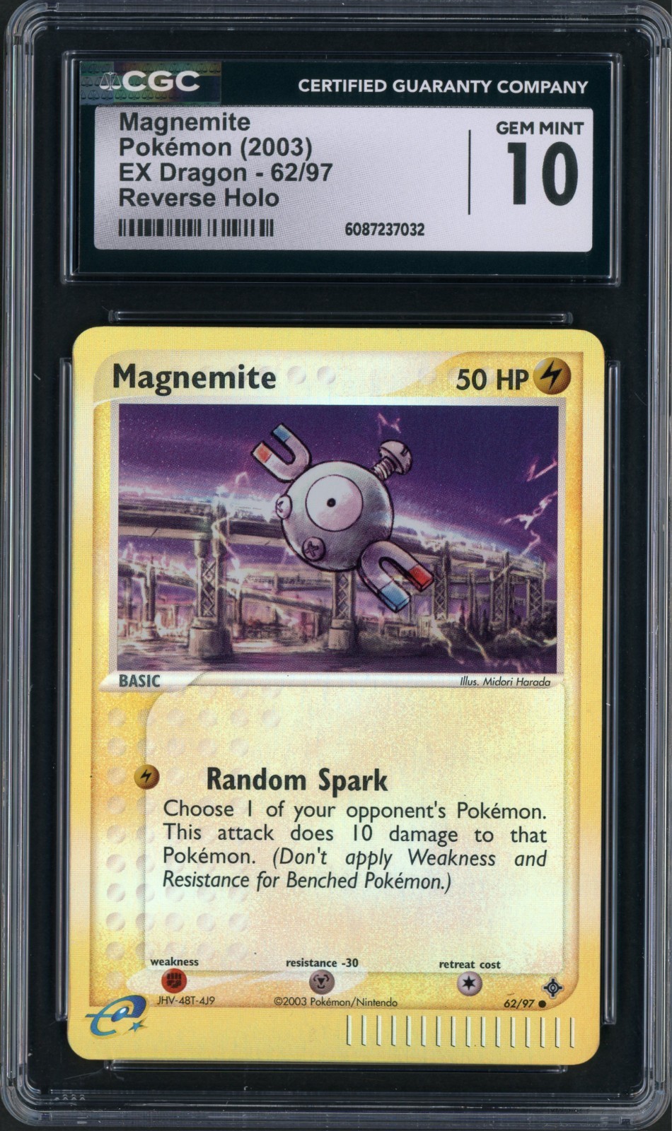 2003 Pokemon EX Dragon Magnemite Reverse Holo #62 CGC Gem Mint 10