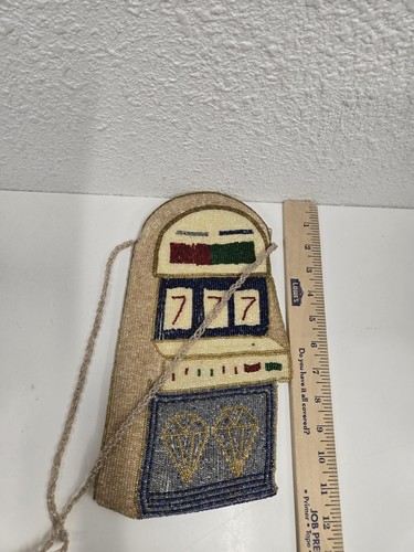Vintage Reißverschluss Perlen Glücksspielautomat Glücksspiel 777 Geldbörse Las Vegas - Bild 10 von 13
