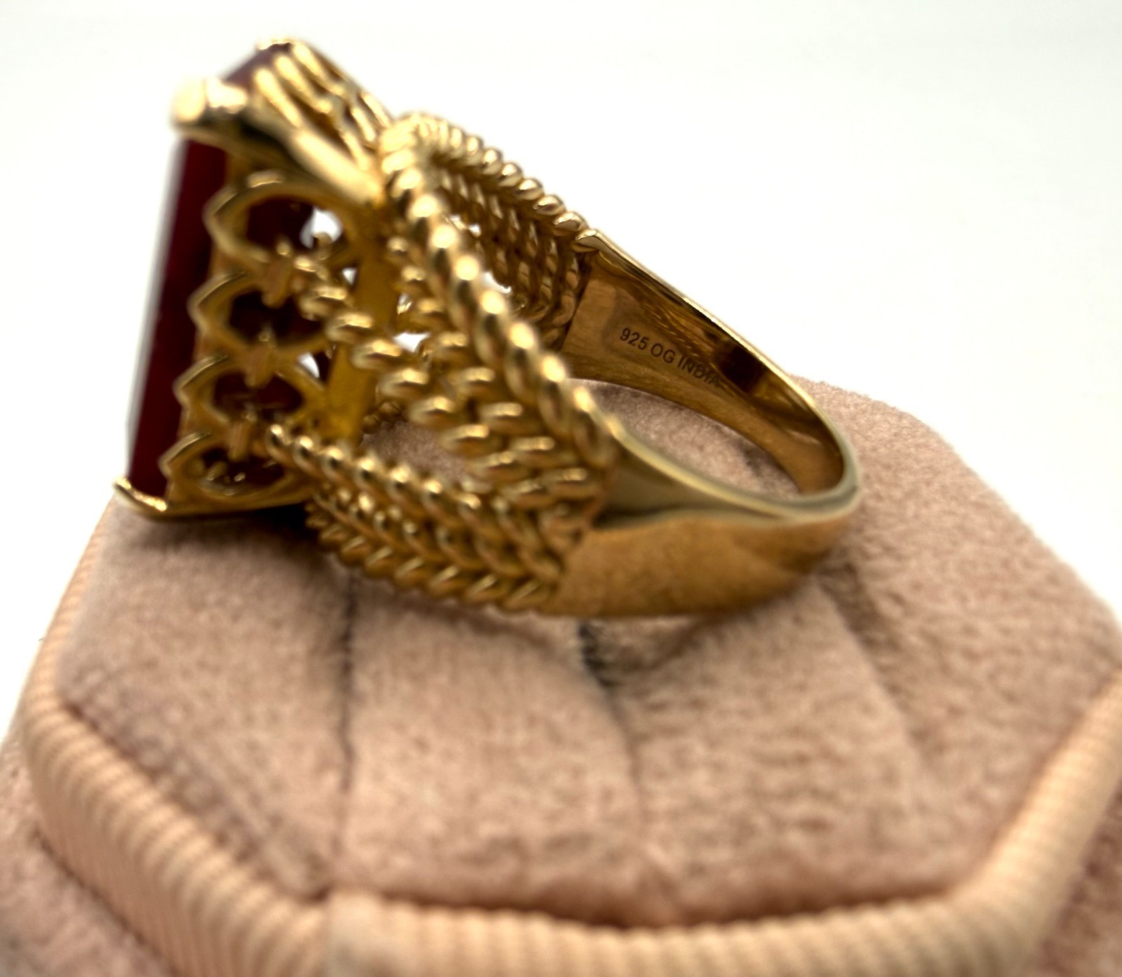 Sterling Silver/ Gold Plated Ruby Ring - image 5