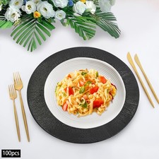 100 PCS Spraying Paint Dinner Round Dinner Plate 100* Charger Plates Black