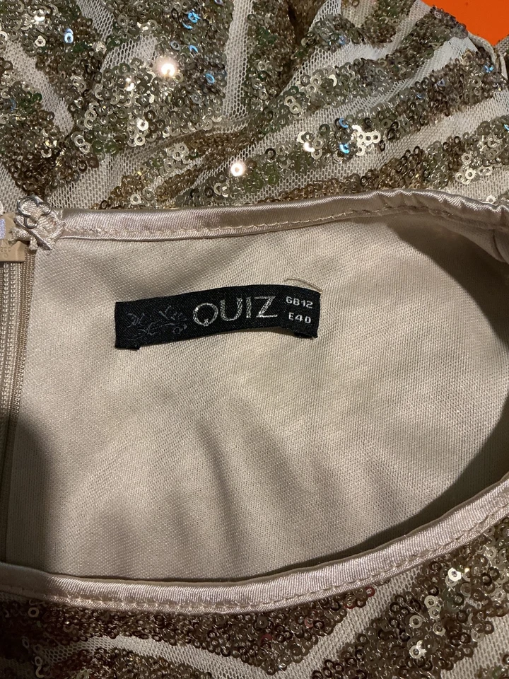 Precioso Vestido Quiz Lentejuelas Ocasión Talla 12 Fiesta Boda Cócteles Foto 4 de 4