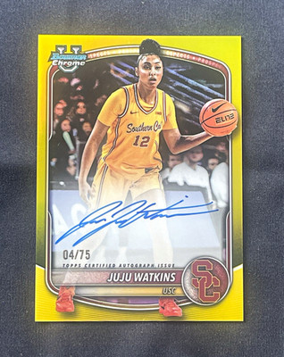 2025 Bowman U Chrome JuJu Watkins True Yellow Refractor Auto /75 USC 04/75