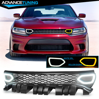 Fits 15-23 Dodge Charger SRT Scat Pack Style Front Upper Grille w/ LED Lights PP