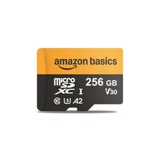 Amazon Basics 256GB microSDXC Card with Adapter Read Speeds up to 200MB/s Pack