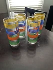 4-Vtg.Striped MCM Anchor Hocking Glasses 12oz.