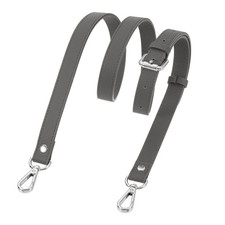 0.7" Genuine Leather Purse Strap for Bag Dark Gray Silver Buckle