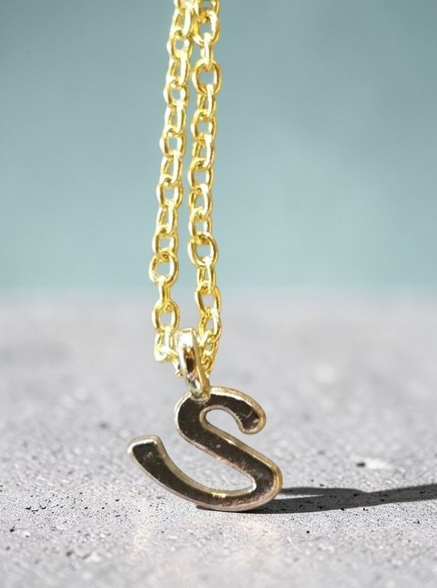 S Initial Necklace Personalized Dainty Gold Plated 18
