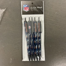 NFL Denver Broncos Disposable Black Ink Click Pens (5-Pack, Sealed)