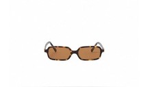 Slim Rectangle Sunglasses Brown Tortoiseshell Retro Fashion Shades