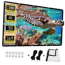 Projector Screen, 4K 16:9 HD Rear Front Projector Screen Foldable 120 inches