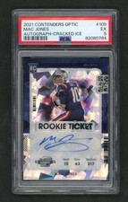 2021-22 Contenders Optic #109 Mac Jones Cracked Ice Rookie Auto RC # /23 PSA 5