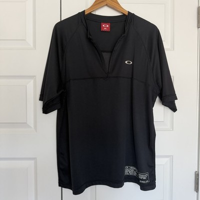 Oakley ブラック シャツ Oakley Shirt Men Extra Large Black Short Sleeve 1/4 Zip Mock Neck