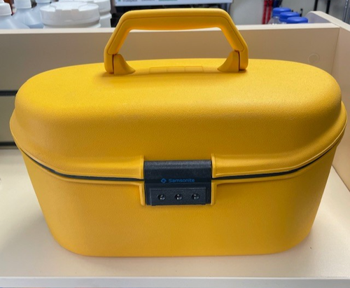 Vintage Samsonite Yellow Hard Shell Beauty Travel Vanity Case Combination Lock - Afbeelding 2 van 14
