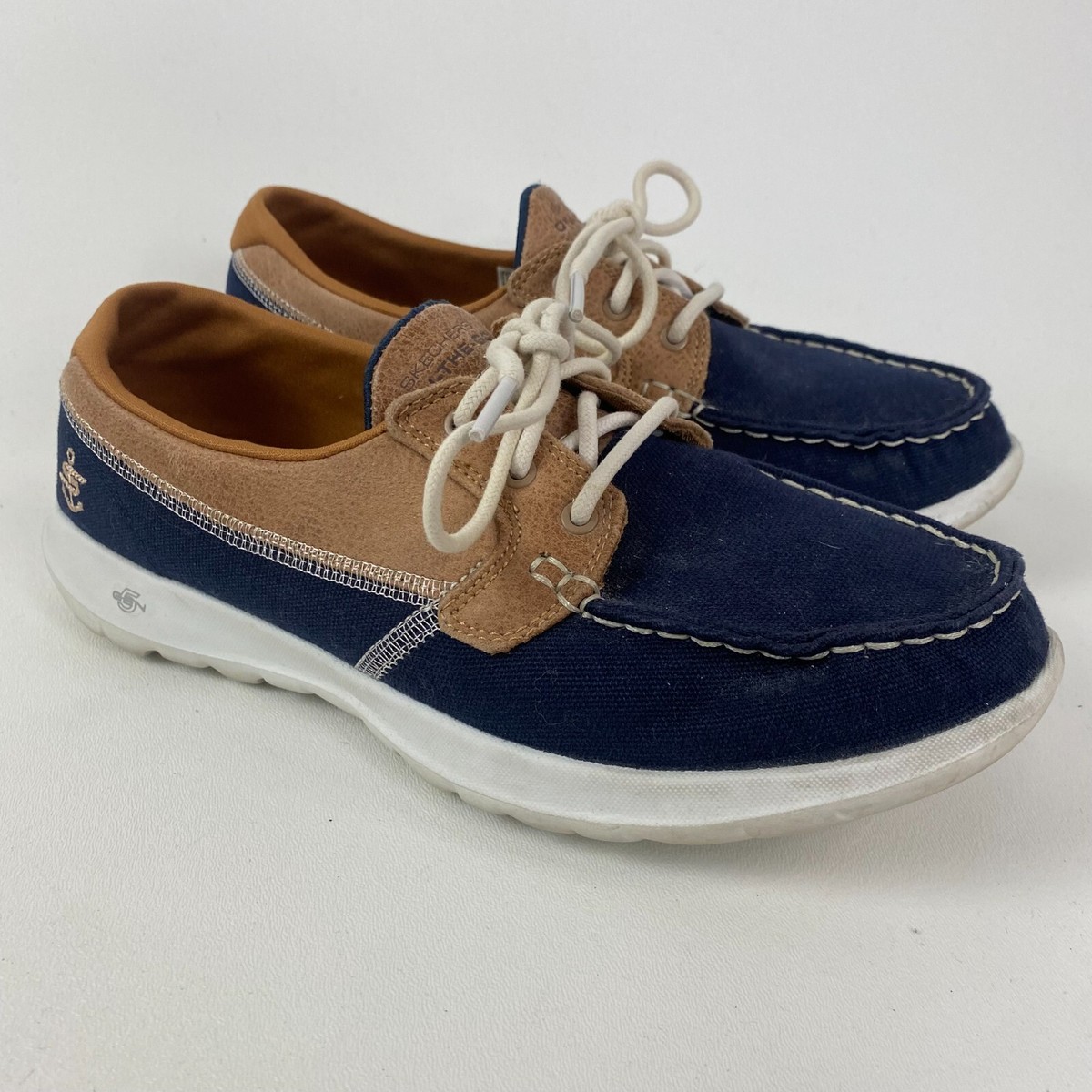 Skechers On The Go Air Cooled Goga Mat Boat Shoes Womens Lace