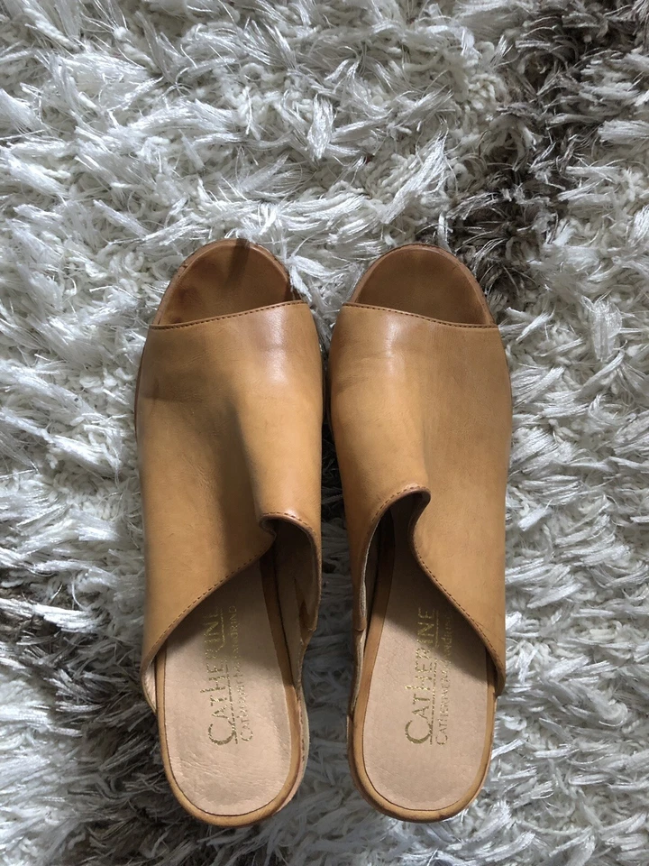 Sandalias de tacón Catherine Malandrino usadas para mujer con cuña marrón talla 8 1/2 Foto 2 de 4