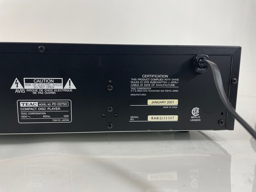 TEAC Multi Compact Disc Player PD-D2750 5-Disc Carousel Changer - For Parts - Picture 11 of 12