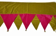 Velvet & Bells Mantle Cover Jester Renaissance Mardi Gras Green Red Runner