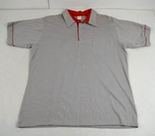 Vintage Leisure Shirt Hilton Size XL 70s Slate Gray Red Accents Made USA