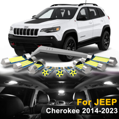 14PCS For JEEP Cherokee 2014-2023 White LED Interior Dome Lights Package Kit 
