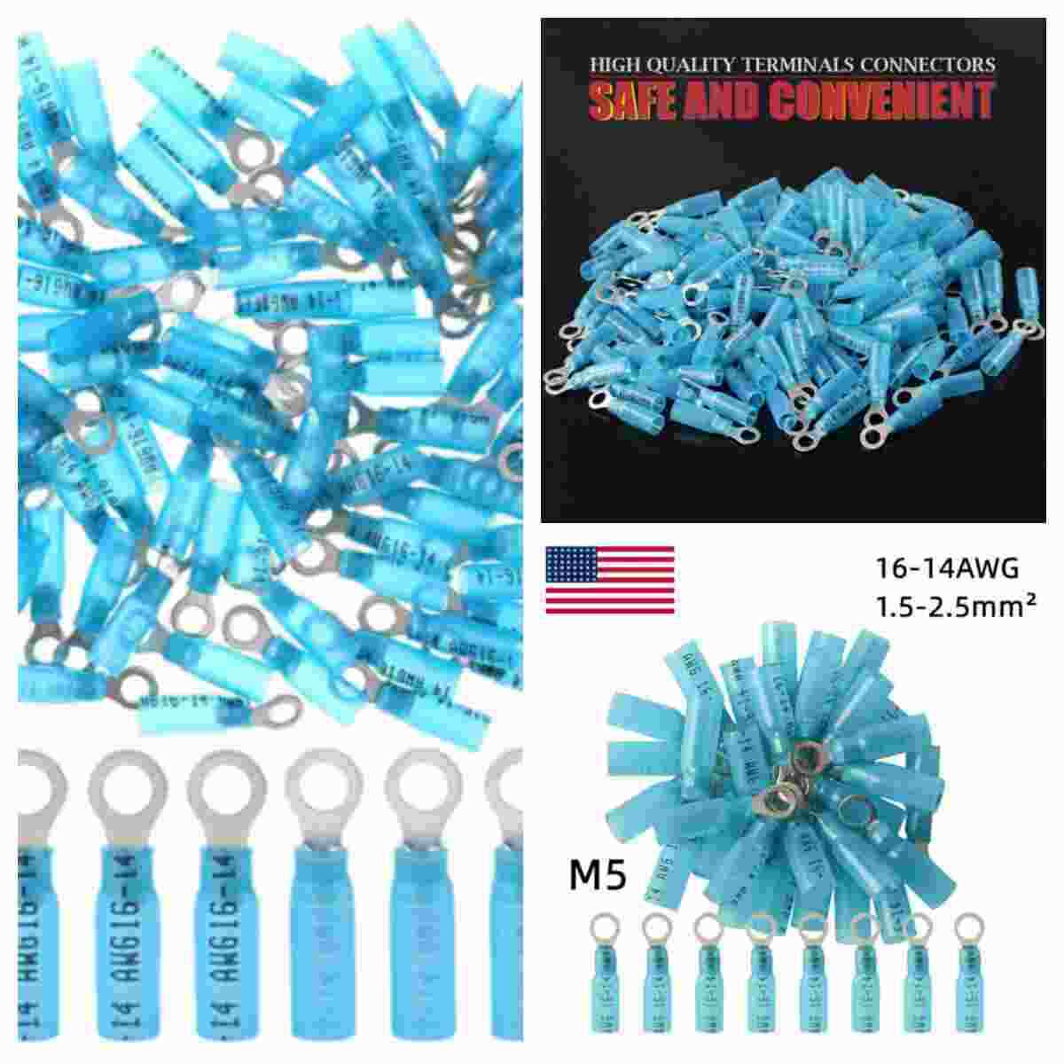 S 25-Pack 3M Heat Shrink – Blue, 16-14 Gauge, For #6, 8, 10 Studs (Made In USA) Ring Terminal - Foto 6