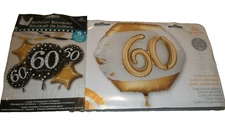 Lot of 2 BALLOON BOUQUETS 60th BIRTHDAY -  Foil Mylar  & Jumbo 3D Balloon (B96)