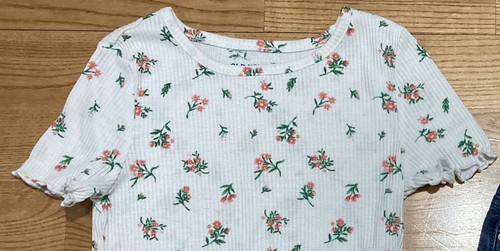 Girl's Old Navy & Gap Outfit Size 6 - White Floral Ribbed Top w/Jean Skirt EUC - Picture 3 of 7